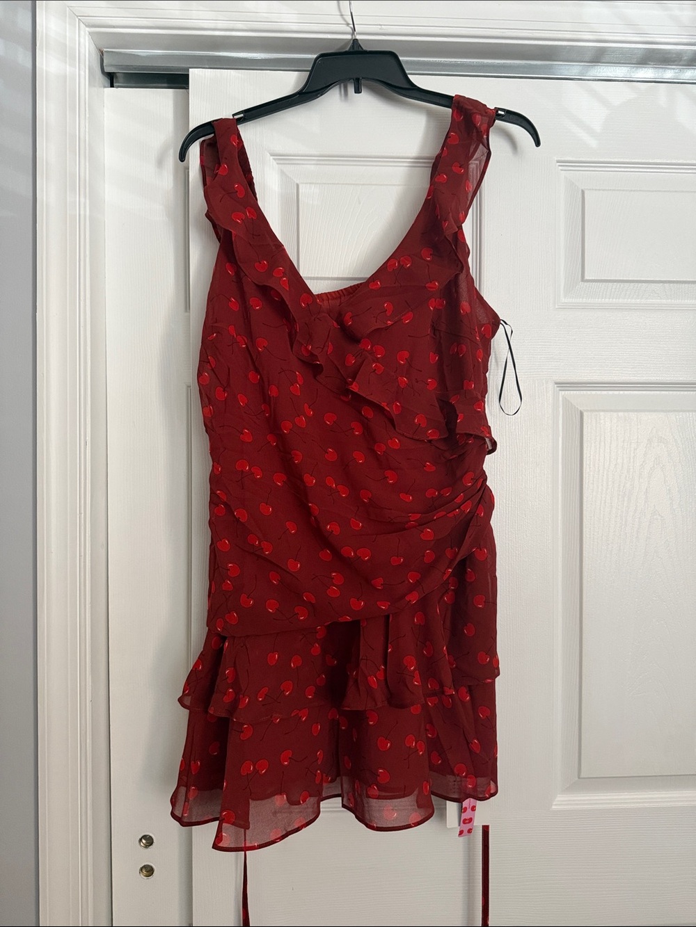 Cider Red Cherry-Print Ruffle Mini Dress